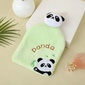 Green coral fleece panda hand towel with cute hanging loop and absorbent texture - Green Panda