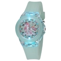 Macro shot of luminous mint green unicorn watch featuring led lights and silicone strap - Glowing Green Unicorn(GS2512-226-02)