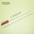 Reusable Tritan straw set with smoky pink silicone tip and a cleaning brush - 1.2x21cm / Smoky Pink