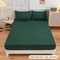 Fitted sheet set in dark green color with two pillowcases for premium bedding - Dark Ink Green
