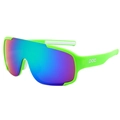 Neon green cycling sunglasses with polarized blue-purple gradient wrap lens - Green Frame Green Film with Logo