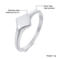 Polished silver stainless steel signet ring for men and women with 8mm width band - US 6 / Square Signet Style / Steel
