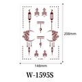 Brown henna lace tattoo sticker with rose and moon motifs, model W-1595S, 148x208mm - Deep Red Moon and Rose (W-1595S)