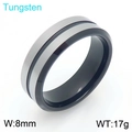 Anillo de tungsteno mate bicolor de 8 mm con capas negras y plateadas para hombre - US 8 / Estilo A Negro Gris (KR114251-TS)