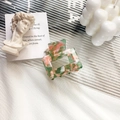 Small acetic acid hair claw clip with green, pink, and white marble pattern texture - Pink & Green