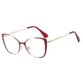 Katzenaugen-Brillengestell in Weinrot und Gold-Metall-Optik für einen modischen Look - Rot