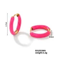Pink enamel hoop earrings with golden base in a minimalist geometric circular style - Rose Pink