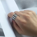 Minimalist wide band stainless steel open ring in silver for men and women - 10mm Medium Band / Silver
