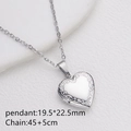 Silver stainless steel heart locket necklace with vintage floral engraving - Steel Color Small Heart 02