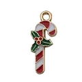Ciondolo natalizio a forma di bastoncino di zucchero bianco e rosso per gioielli fai-da-te - Stile Gruccia (10917) / 1 Pezzo (19x8mm) / Rosso & Bianco