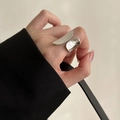 Polished 925 sterling silver open ring in minimalist double arc design worn by model - JZ0349-Organic Wide