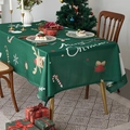 Christmas tablecloth with reindeer and snowflake patterns on a festive green fabric - Dark Green (Green Elk Head)