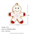 Ciondolo omino di pan di zenzero in acciaio inossidabile placcato oro 14K 15,7x12,3mm - Natale Smalto Pupazzo di Neve Bianco - Oro
