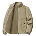 Chaqueta de exterior caqui para hombre con forro de malla y cuello levantado - M / Tops / Caqui