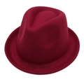Classic burgundy wool felt fedora hat with a pinched crown for men and women - Burgundy