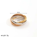 Tricolor intertwined stainless steel ring with gold, silver and rose gold bands - 1.9cm / Tri-Color Intertwined Rolling Style (TR4432-8)