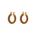 Gold plated hoop earrings with colorful orange and red crystals in a symmetrical layout - 23mm / Gradient Color 2