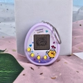 Purple egg-shaped virtual pet game with yellow buttons and silver keychain attachment - Chicken/Purple