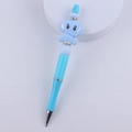 Close-up of blue cartoon elephant silicone bead pen with sparkling rhinestone ring accents - Blue Elephant