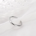 Minimalist S925 sterling silver open ring with polished irregular water wave lines - Open Size 14 (Adjustable 12-17) / White Gold