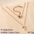 Minimalistische roségouden kruis ketting van roestvrij staal met 400 mm lange schakels - Roségoud