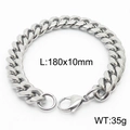 Silver stainless steel Cuban chain bracelet for men, size 180x10mm and weight 35g - Style A 10mm 180mm(KB165968-ZZ)