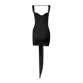 Black lace mini dress with back streamers and slim fit bodycon silhouette - XS / Black