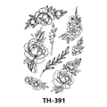 Waterproof temporary tattoo sheet TH-391 featuring black line floral and rose sketches - Th-391 / 210*148mm