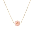 Detail of gold starburst compass necklace with pink enamel pendant and center bead - Pink Eight-pointed Star (N2814-GO-RP)