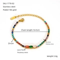 18k gold plated stainless steel tennis bracelet with vibrant multicolor zircon stones - Multicolor Zircon Style (1778-Multicolor)