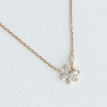 Elegant flower necklace in 14K gold plated silver with green and clear zircon petals - Green Peridot Flower Necklace