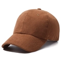Classic brown corduroy baseball cap for women with adjustable strap and textured finish - Adjustable / Coffee