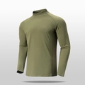 Camiseta de compresión verde oliva de manga larga con cuello alto y mangas raglán - M / Verde Militar