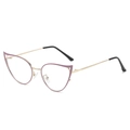 Montatura occhiali cat eye con aste in metallo dorato e finiture viola da donna - Viola Oro C3