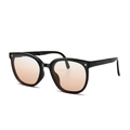 Classic foldable black square sunglasses with brown gradient lenses and silver studs - 2nd Gen - Sunset Blush