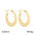 Vintage gold plated stainless steel C-shaped twisted earrings with 20mm diameter - Style A Gold Color Spiral Texture