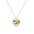 Colorful zircon heart tree of life necklace with gold-tone finish and gemstone pendant - Hollow Colorful Zircon Heart Style (CN001467CX)