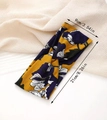 Detailed view of floral twist headband showing 9cm width and 21cm length dimensions - Yellow Floral