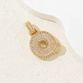 Golden chubby bubble letter Q pendant necklace with micro-pave cubic zirconia crystals - Letter Q