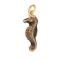Golden seahorse charm pendant with embossed texture for DIY necklace making - Brown Seahorse