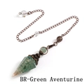 Green Aventurine crystal dowsing pendulum with antique bronze wire wrap and chain - Green Aventurine Ancient Bronze