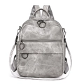 Mochila de viaje gris vintage con correas tejidas y anillos metálicos para moda 2025 - Gris