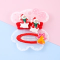 Christmas kids hair clip set with cute snowman elastic bands and golden bell bow clip - Snowman and Bell Hair Accessories (4#)