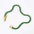 Pulsera tenis dorada con circonitas verdes redondas y cierre de hebilla plegable - Pulsera de Tenis de Oro con Circonia Verde Redonda de Cuatro Garras (SBK966)