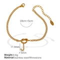 Gold stainless steel letter J bracelet featuring rhinestone charms and knot design - Letter J Rhinestone Gold Bracelet (SL100 White Rhinestone J)