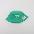 Bright green cotton bucket hat for kids with light green embroidered bow detail - CM8006 Embroidery Bow Series / Green