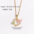 Especificaciones de tamaño detalladas para collar de corona floral con mariposa y flor - Guirnalda de Flores de Mariposa Rosa (Dorado 1)
