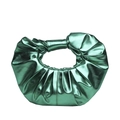 Elegante borsa a mezzaluna arricciata in verde brillante metallizzato con manico - Verde