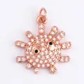 Pendentif monstre en or rose avec zircons incrustés et petits yeux noirs brillants - K642967-Rose Gold Sun Creature
