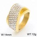 Gold plated wide titanium ring with double rows of pavé diamonds, 14mm width and 12g weight - Wide Pave Style (KR110792-MZOZ)